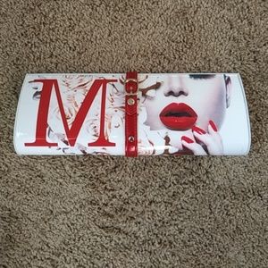 Red and white acrylic clutch purse